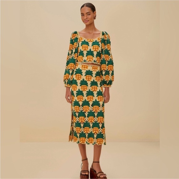 Farm Rio: Sand Pineapple Crochet Skirt - Picture 9 of 10